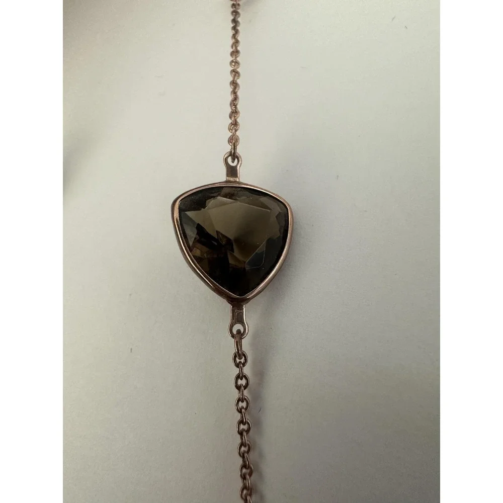 Alainn Long Bezel Necklace‎ Rose Gold Color Cubic Zirconias 48